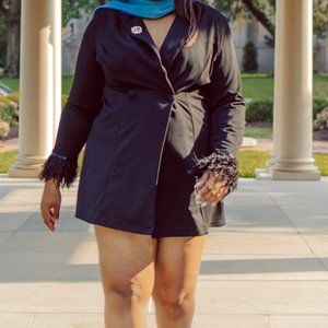 Black Feather Blazer Dress